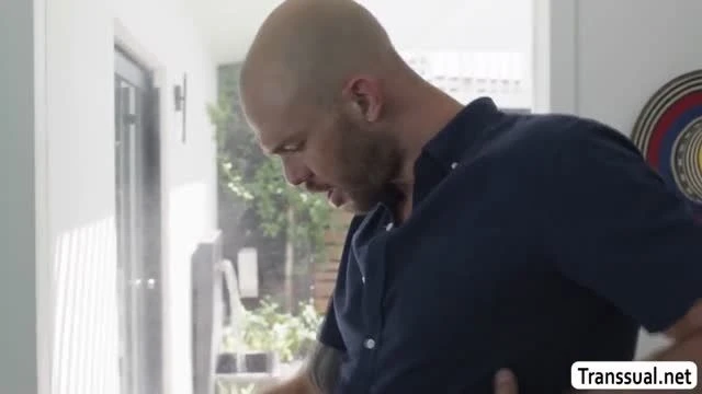 Naughty TS lets her neighbor fuck her tight ass