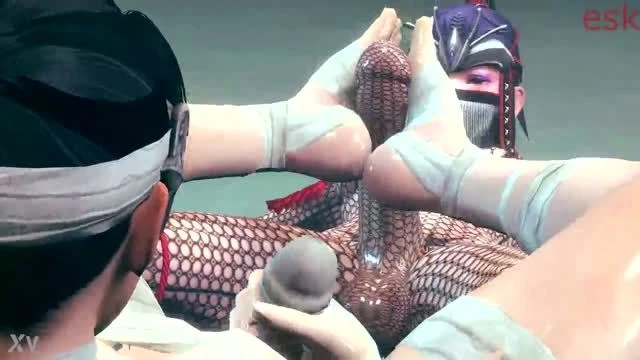 d. or Alive Futanari Footjob